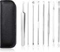 Blackhead Remover Tools,Upgrade 8 PCS Acne Needles,GERY Whitehead Removal Extractor Pimple Popper Kit, Professional Stainless Pimple Blemish and Pore Cleaner Set with Leather Package