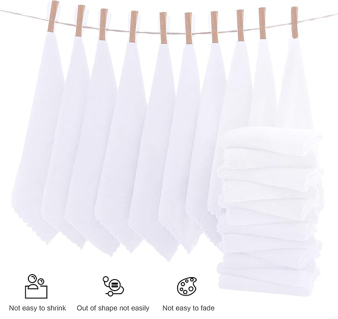 MOONQUEEN Ultra Soft Premium Washcloths Set - 12 x 12 inches - 24 Pack - Quick Drying - Highly Absorbent Coral Velvet Bathroom Wash Clothes - Use as Bath, Spa, Facial, Fingertip Towel (White)