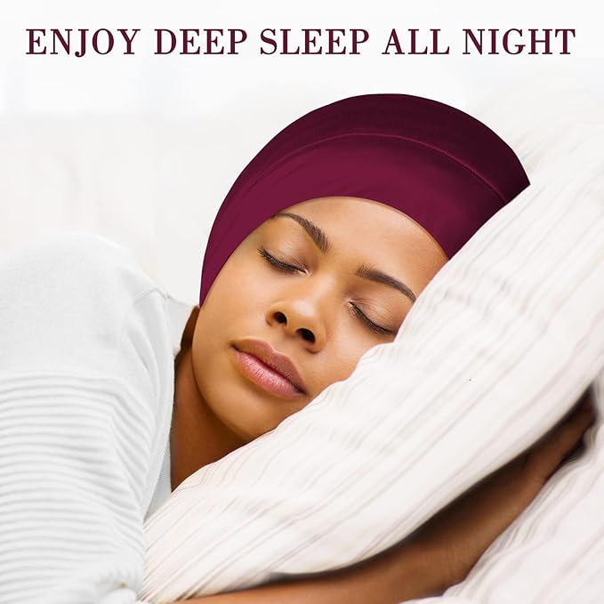 Fittia Satin Hair Bonnet for Sleeping, Silky No Frizzy for Curls Care, Adjustable Strap for Non-Slip, Dreadlocks Cap for Women&Men Claret