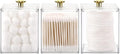 Tecbeauty 3PCS Qtip Holder Bathroom Organizer and Storage Containers Plastic Apothecary Jars Dispenser with Lids for Cotton Swab, Cotton Round Pads, Floss
