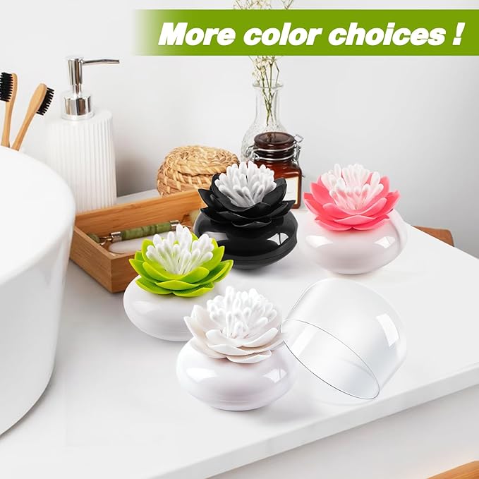Bloss Mothers Day Gifts Cotton Swab Holder Q-Tips Holder Lotus Toothpick Holder Small Toothpick Case Toothpicks Organizer Bathroom Vanity Canister -Green