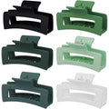 3.5 Inch Medium Hair Claw Clips 6 Pack Hair Clips for Women Square Rectangle Claw for Hair Banana Jaw Clips Hair Accessories for Girls (Green)