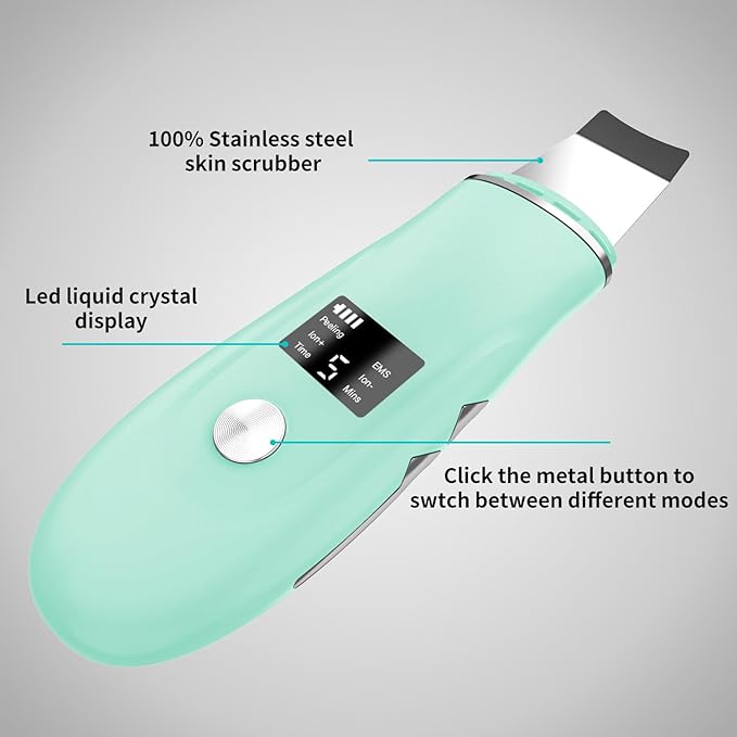 Face Scrubber Skin Spatula - Blackhead Remover Deep Cleansing Tool for Pore Extraction, 4-in-1 Fast Charging Dock Blackhead Remover Face Spatula for Facial Skincare Women Gift (Green)