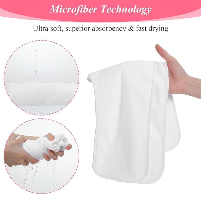 5 Pieces Facial Towels for Estheticians Wrap Soft Facial Cloth with Split Design Microfiber Soft Spa Towel for Skincare, Massage & Professional Use (White)