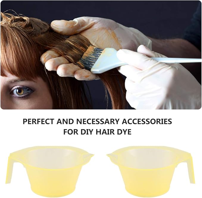 Hair Color Mixing Bowl with Handle 3-Piece Plastic Hair Dye Bowls for Salon and Home Diy Coloring Easy to Clean Tint Cups