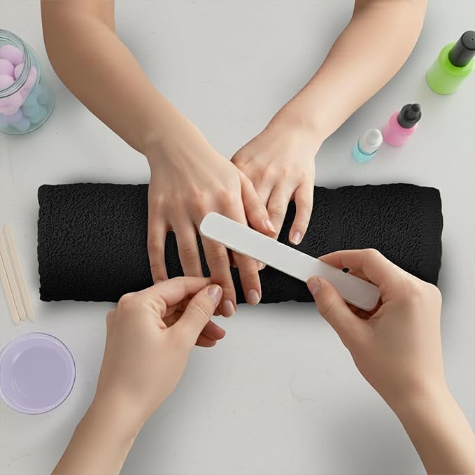 Hand Towels Pack of 40, 100% Cotton, 16 x 27 Inches, Highly Absorbable, Facial, Gym, Hair & Face Towels in Black