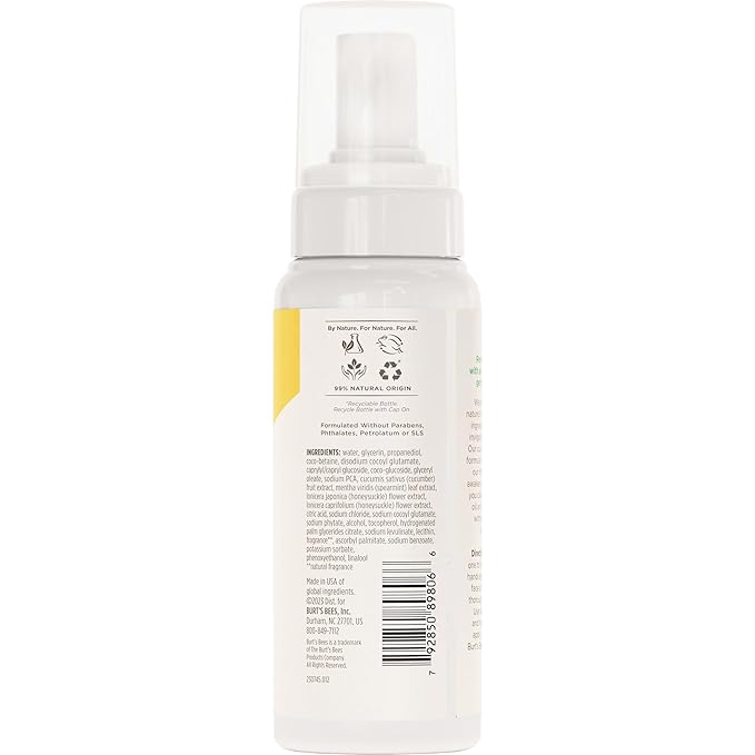 Burt's Bees Refreshing Foaming Face Cleanser and Face Wash with Cucumber and Mint,4.8 Fluid,(Pack of 2)