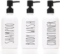 HOMCDALY Shampoo and Conditioner Dispenser Set of 3, 21oz Shower Soap Bottles with Pump, Refillable Shampoo Conditioner Body Wash Dispenser, Bathroom Shower Shampoo Bottles, shampoo container(P-White)