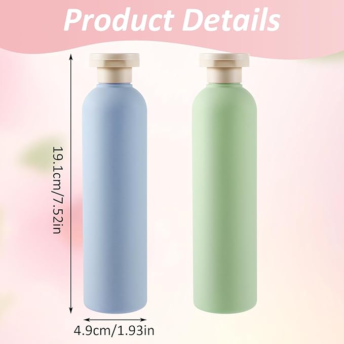 2Pcs Squeeze Bottles, 260ml Plastic Refillable Travel Containers with Flip Cap - Leak Proof for Shampoo, Creams, Lotion, Conditioner (Blue+Green)