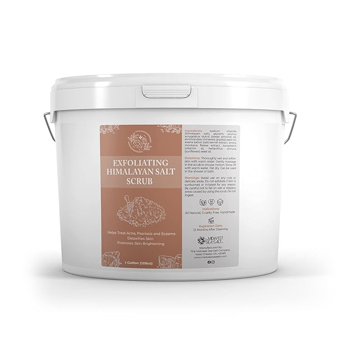 The Midwest Sea Salt Company - Exfoliating Himalayan Salt Scrub - 128oz - Unscented - Exfoliating Body Scrub