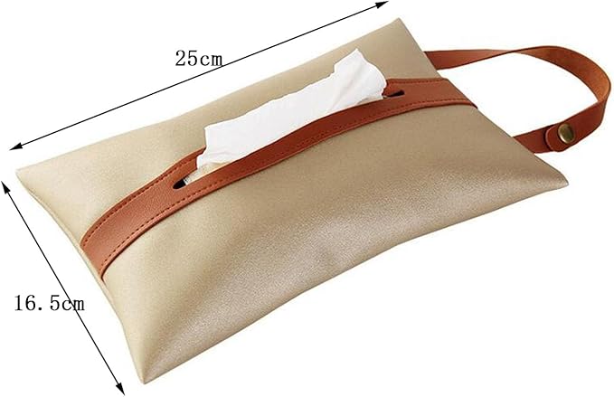 Tissues Box PU Leather Facial Paper Storage Case Rectangular Organizer Holder Decor with Hanging Strip for Kitchen Restaurant Countertops Bedroom Dressers Night Stands Desks (Light Yellow)