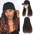 GUOJIAN Goddess Box Braiding Baseball Cap Wig Bohemian Curly Ends Box Braids Hat with Braided Hair Extensions for Black White Women Synthetic Braids Hat Wig with Hair Attached (16inch, T30)