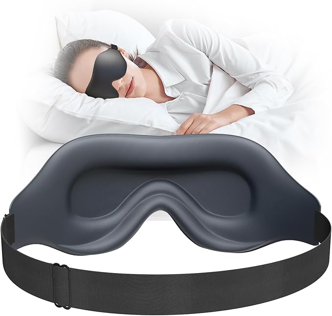 Sleep Mask, EVA BELLE Eye Mask for Men Women, Zero Pressure 3D Sleeping Mask, Cool Super Smooth Light Blocking Soft Eye Shade Cover Memory Foam, Lightweight for Home Travel Use