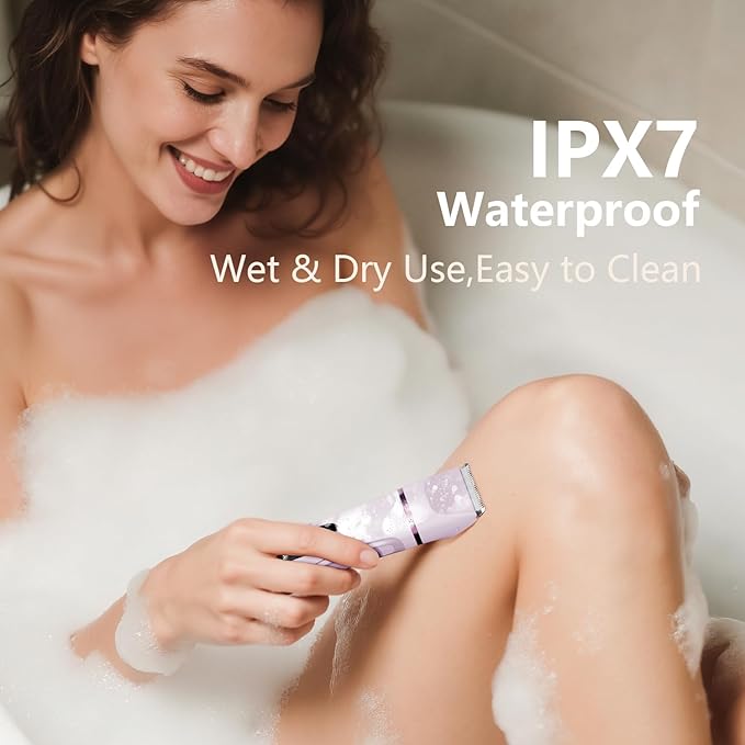 Hair Removal Epilators Bikini Trimmer for Women, Painless Waterproof Electric Foil Shaver Razors for Facial Leg Body Armpit, Ceramic Blade with USB Charging Dock, Travel Grooming Gifts for Her, Purple