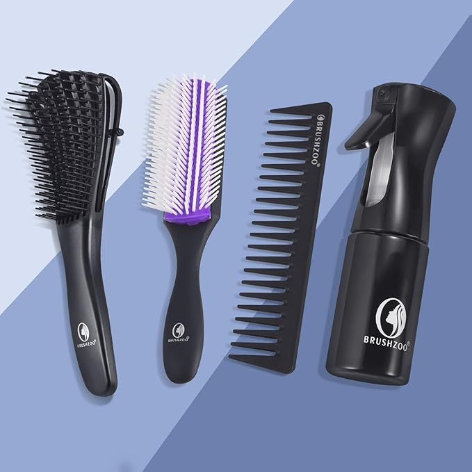 BRUSHZOO Detangling Hair Brush for Curly Hair, Hair Brushes for Women Men Kids Blowdrying Styling, Detangler Brush for Wet Dry Thick Wavy Hair
