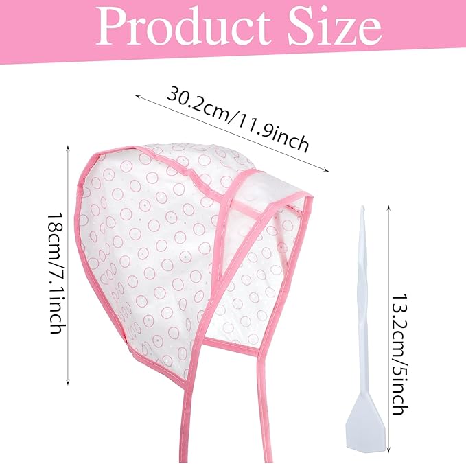 Bewudy 3 Pcs Hair Highlighting Caps, Salon Hair Coloring Dye Cap with Plastic Crochet Hook for Salon & DIY Dyeing