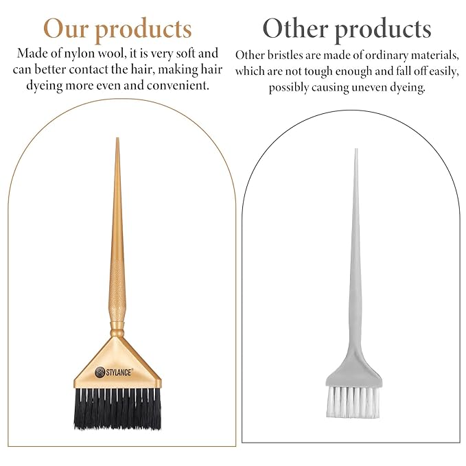 3Pcs Gold Hair Color Brush Color Applicator Brush Hair Coloring Brushes Salon Applicator Tint Brushes for Hairs Dye Professional Stylist Hairs Coloring Tool for Salon Home, Silver, Rose Gold