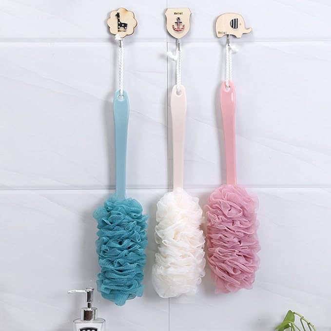Back Scrubber for Shower,Loofah Long Handle Bath Body Brush,Soft Nylon Mesh Sponge for Shower,Loofah On a Stick for Men Women,Exfoliating Scrub Cleaning Luffa for Elderly(2-Pack,Pink)