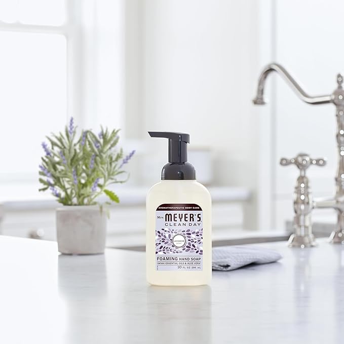 Mrs. MEYER'S CLEAN DAY Foaming Hand Soap 4 Scent Variety Pack, 1 Rain Water, 1 Lavender, 1 Lemon Verbena, 1 Watermelon, 10 OZ Each, 1 CT