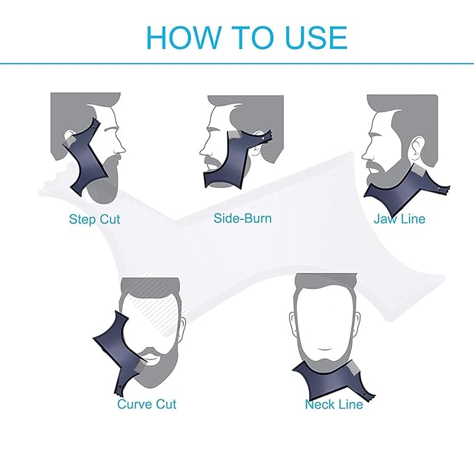 Beard Shaping Tool with Template and Edger for Symmetric Jaw, Cheek and Neck Lines - Grooming Guide for Stylish Goatee, Mustache, and Curve Step Cut (Pack of 1) - Great Gift