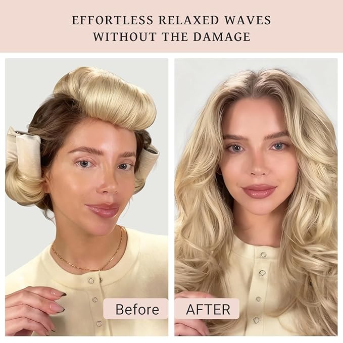 Heatless Curls Overnight Heatless Hair Curler Heatless Blowout with Luxury White Bag Silk Scarf, Curling Rod to Sleep in No Heat Curling Headband, (Green 3PC)