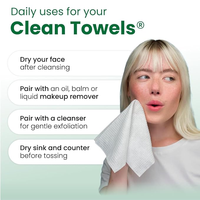 CLEAN SKIN CLUB Sensitive Skin Clean Towels® XL, Ultra-Soft Disposable Face Dry Wipes Infused with Aloe & Glycerin, XL - 2 Pack (50 count)