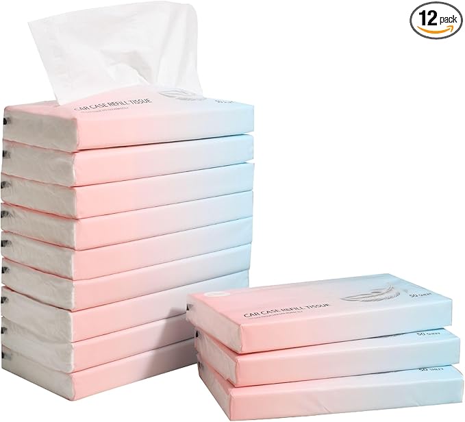Car Tissue Refills Facial Tissues Refills for Car Visor Tissue Holder, Travel Tissue Tubes Box Container Perfect Fit Car Cup Holders