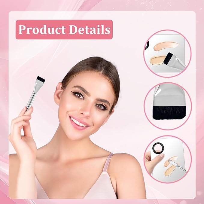 3 Pcs Make Up Spatula Tool including Cosmetic Makeup Mixing Palette Flat Foundation Brush Foundation Makeup Plate for Nail Art Eye Shadow Facial Cosmetic Pigment Blending