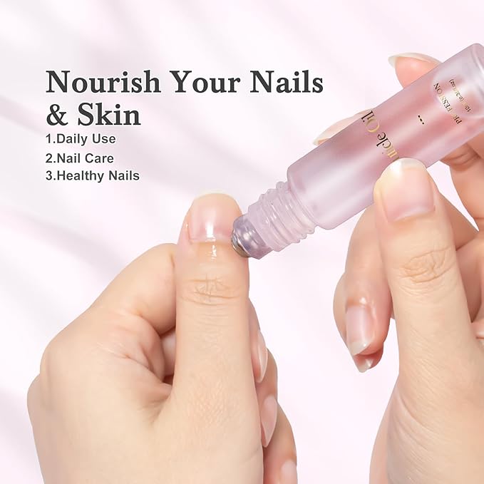 JIASHENG Cuticle Oil, Scented Roll on Cuticle Nail Oil for Nails, Hydrates, Moisturizes, Strengthens, Repairs, Revitalizing for Nails Damage Dry Cuticles, Rose & Lavender, 20 ml