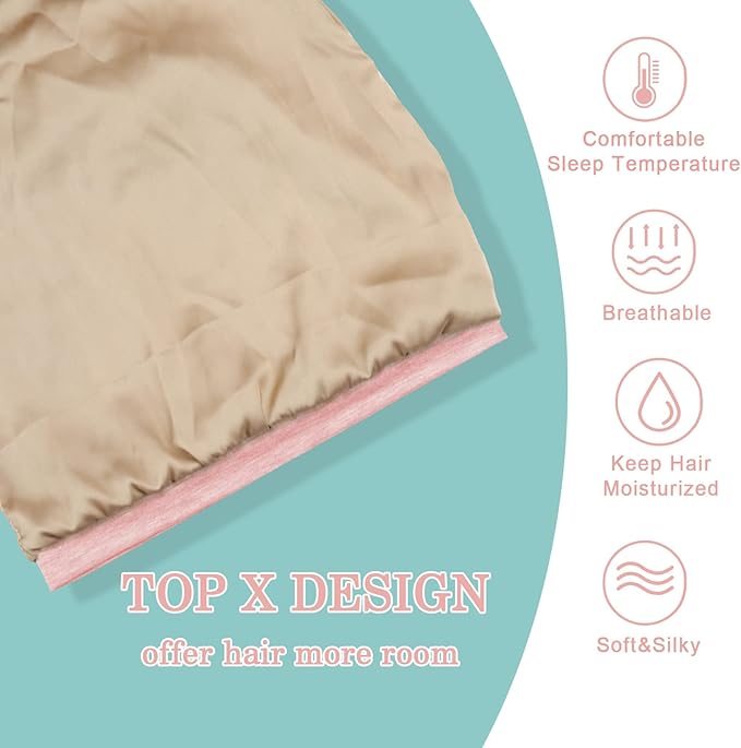 2 Pcs Adjustable Silk Hair Bonnet for Sleeping, Satin Lined Sleep Cap for Women and Men, Silk Hair Wrap Slouch Beanie.
