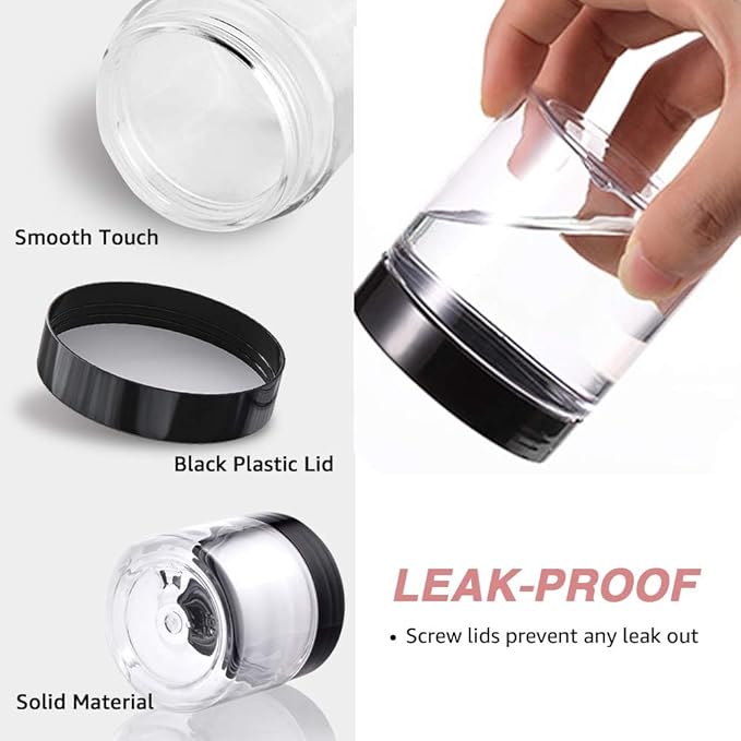 6 oz Small Plastic Containers with Lids + 20g/20ml Small Plastic Jars with Lids Cosmetic Sample Jar (24 Pack) - for Lip Scrub, Body Butters, Cream, Slime, Craft Storage