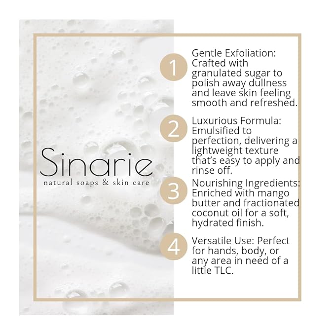 Exfoliating Sugar Scrub for Body – Hydrating Moisturizing Body Polish with Natural Oils – Gentle Spa Skincare for Smooth, Glowing Skin (5 oz., Coco Cream (Creamy Coconut))