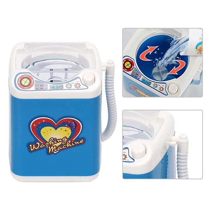 Mini Washing Machine, Electric Mini Quick Dry Cleaning Washer Cosmetic Tool Cleansing Machine for Home (Blue)