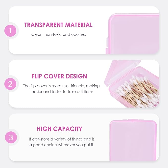 3 Pack Travel Cotton Swab Qtip Holder, Portable Hair Tie Organizer with Lid, Flosser Dispenser, Lightweight Storage Organizer for Bathroom Vanity Countertop