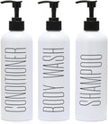 HOMCDALY Shampoo and Conditioner Dispenser, 16oz 3-Pack Refillable Pump Bottles, Shampoo Conditioner Body Wash Dispensers Bottles, Bathroom Shampoo Dispenser Set(White