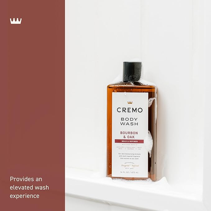 Cremo Body Wash for Men, Rich-Lathering Bourbon & Oak,16 Fl Oz