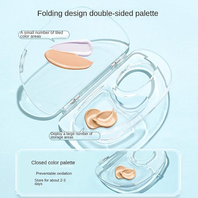 Olegovna 180 Degree Handheld Folding Acrylic Makeup Mixing Palette with Transparent Spatula and Felt Bag for Mixing Eyeshadow Liquid Foundation Cosmetic Pigment, and More, Clear
