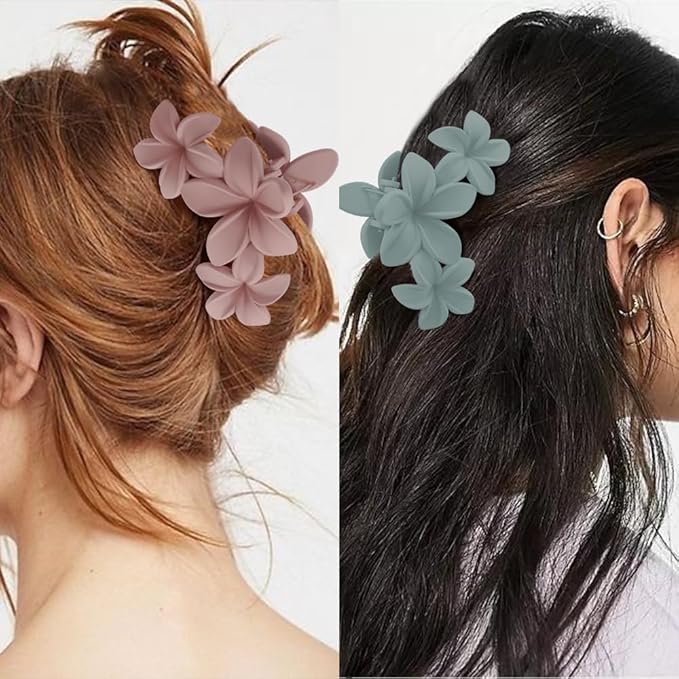 Ahoney 6PCS Flower Hair Clips for Women Strong Hold Nonslip, Big Flower Claw Clip for Thick Hair, Hawaiian Hibiscus Cute Hair Clips Beach Hair Accessories for Women Girls 11