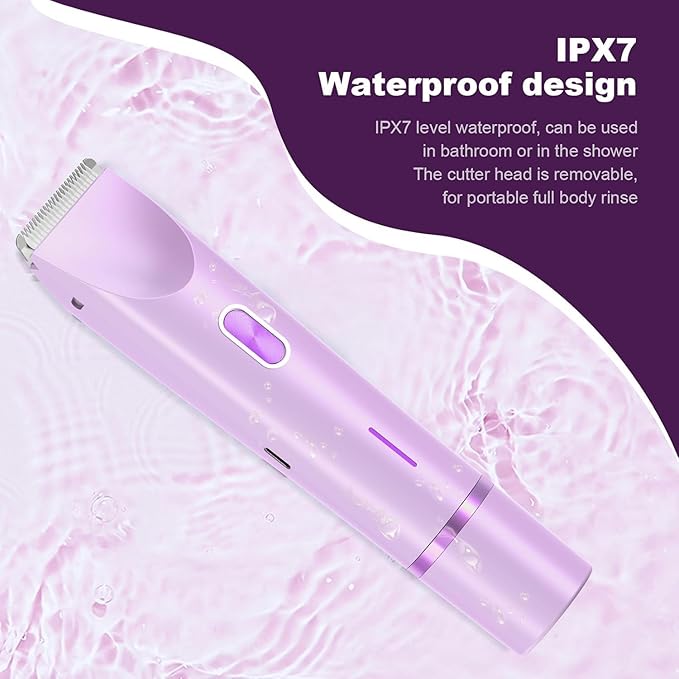 Bikini Trimmer for Women Dual Head,Painless Electric Razors,Bikini Shaver for Pubic Hair, Face, Legs(Lavender Purple)
