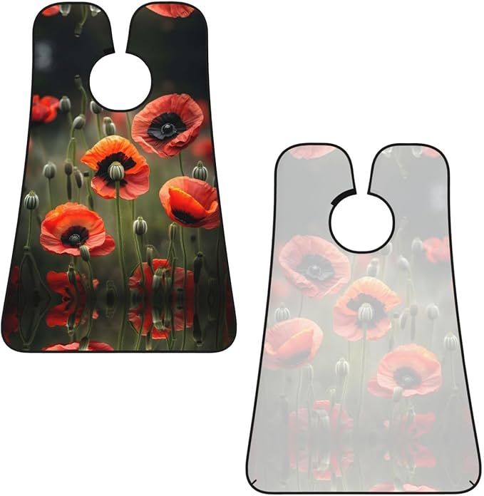 Purple And Teal Flowers Print Beard Bib Shaving Apron, Beard Hair Trimming Cape Gift For Dad