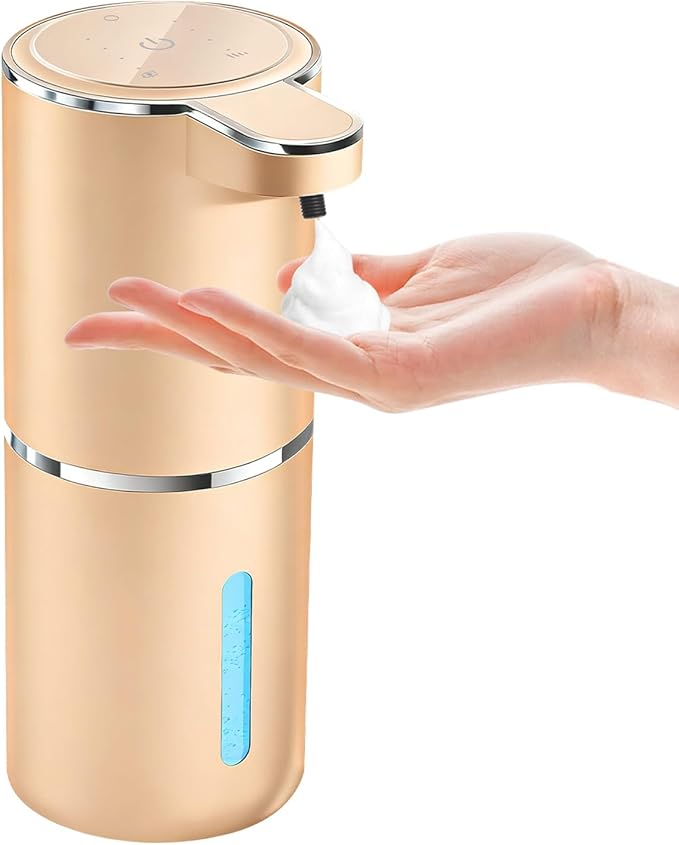 Automatic Foaming Soap Dispenser - Hand Free Pump Touchless Soap Dispenser USB Rechargeable Dispenser with 380ml, 4levels Adjustable Dispenser for Bathroom Kitchen