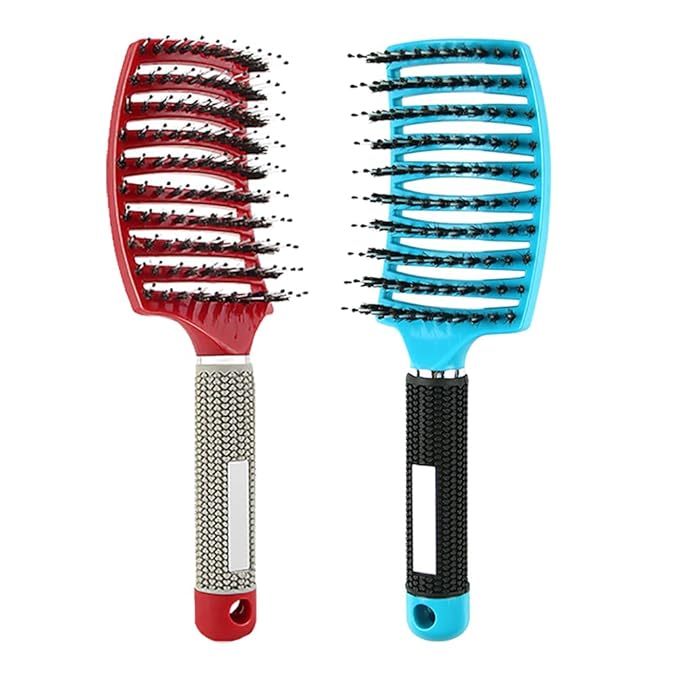 Magical Ultra Detangling Brush for Wet or Dry Hair, Detangler Brush, Fast Drying Styling Massage Hairbrush for Men, Women and Kids (Red+Blue)