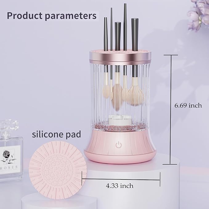 Makeup Brush Cleaner Machine, 2 in 1 Electric Makeup Brush Cleanser, Automatic Spinning Make Up Brush Cleaner Tools for Makeup Brush and Sponges for Women(Rechargeable）