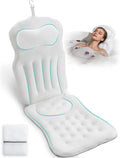 Full Body Bath Pillow for Bathtub, 5D Thick Tub Pillow for Bathtub with 192 Non-Slip Suction Cups, Laundry Bag & Hook, Bathtub Pillow for Head, Neck & Back Support (White, 51"*15")