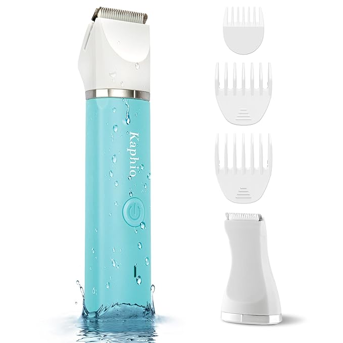 Bikini Trimmer for Women Pubic Hair: 2 in 1 Electric Razors for Women - Rechargeable Electric Shaver - IPX7 Waterproof Lady Shaver for Travel & Shower Use in Summer (Green)