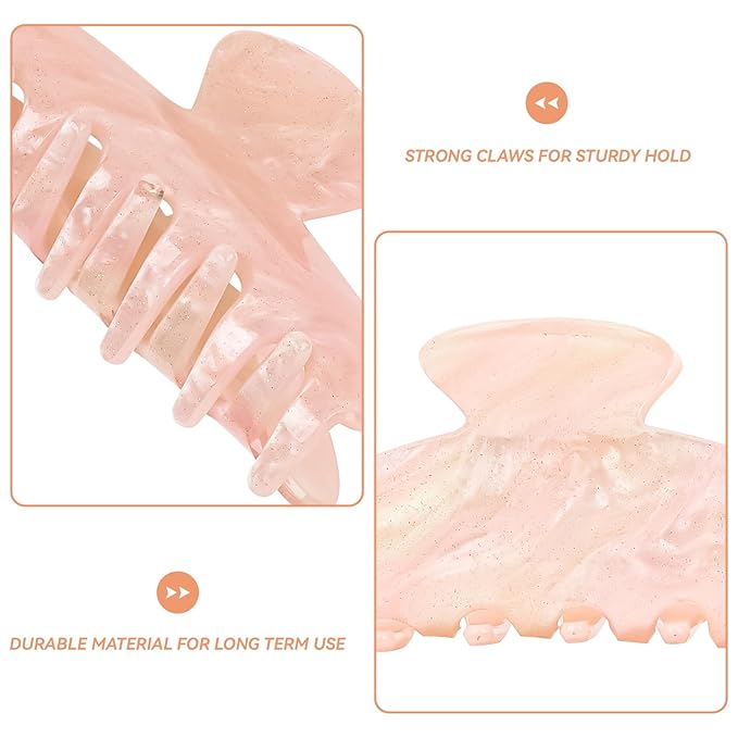 2 Pack Hair Claw Clips for Women Acrylic Claw Clips for Thick Hair Non-slip Clip for Hair Large Claws Hair Accessories for Women and Girls（White&Pink