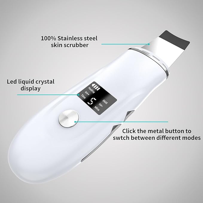 Face Scrubber Skin Spatula - Blackhead Remover Deep Cleansing Tool for Pore Extraction, 4-in-1 Fast Charging Dock Blackhead Remover Face Spatula for Facial Skincare Women Gift (White)