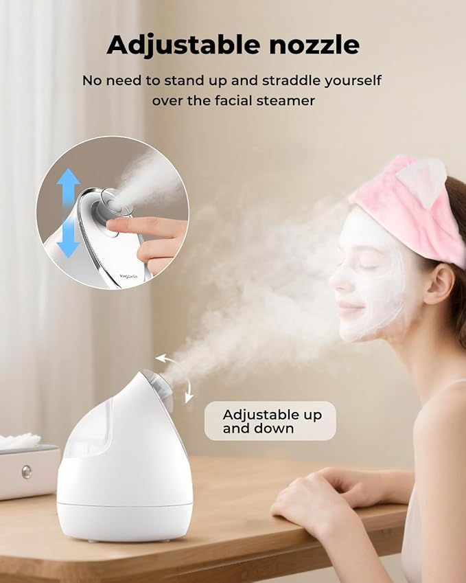 Kingsmile Facial Steamer for Face, 3 in 1 Face Steamer for Facial Deep Cleaning, Compact Nano Steamer - Aromatherapy, Adjustable Nozzle Warm Steam for Home SPA, Face Steamer for Sinuses with Hairband