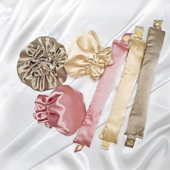 3Sets/6PCS Ariuvor New Satin Heatless Hair Curler,Hair Rollers for Heatless Curls with Hair Caps,Soft Heatless Curling Rod Headband for All Hair Types,No Heat Curling to Sleep in Overnight (brown)