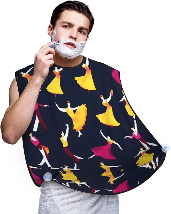 Beautiful Peacock Print Beard Bib Shaving Apron, Beard Hair Trimming Cape Gift For Dad